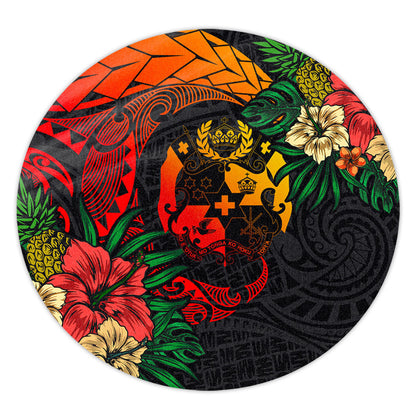 Tonga Round Rug Polynesian Coat Of Arms Tropical