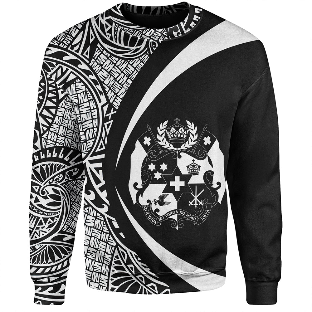 Tonga Sweatshirt Coat Of Arm Lauhala White Circle-Myprintsy