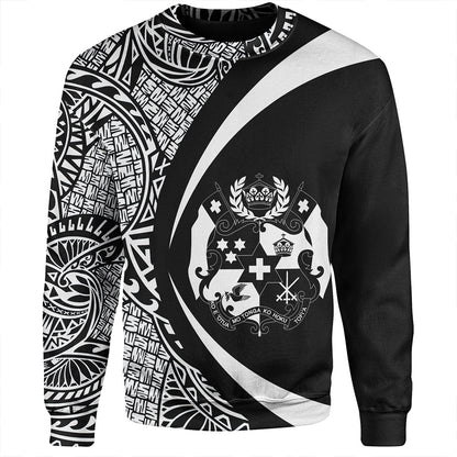 Tonga Sweatshirt Coat Of Arm Lauhala White Circle-Myprintsy