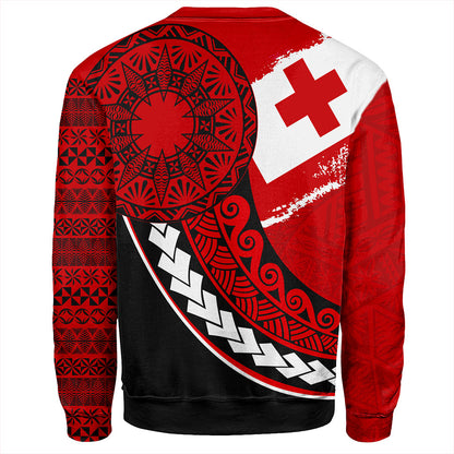 Tonga Sweatshirt Flag Pattern Circle Style