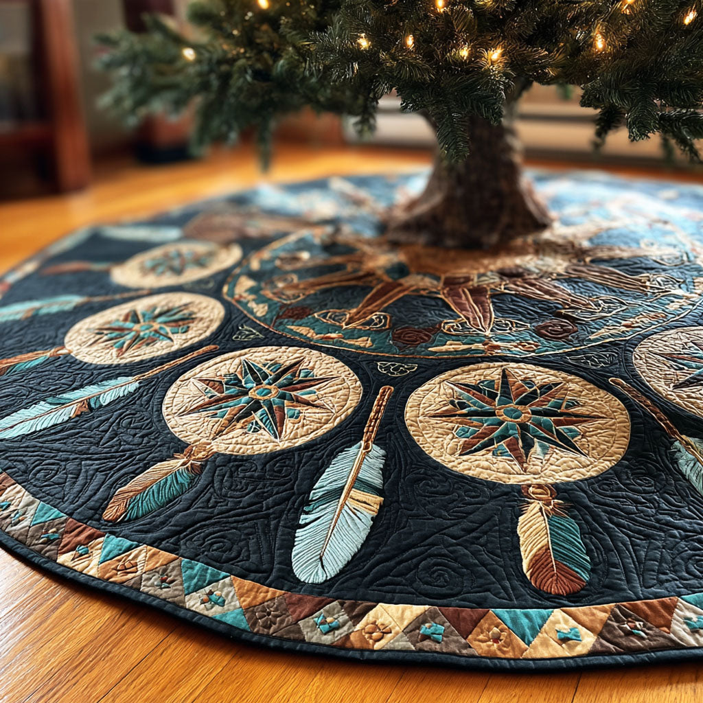 Tribal Dream Christmas Quilted Tree Skirt-Myprintsy