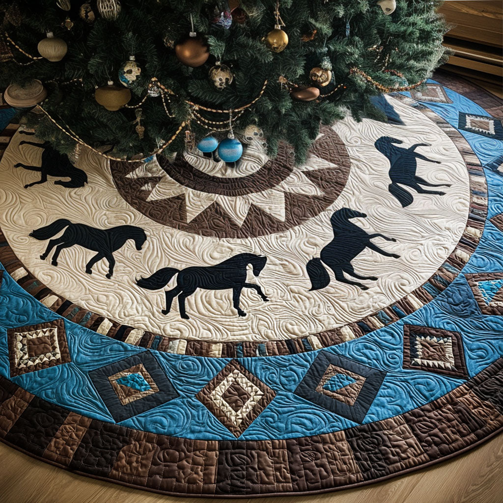 Tribal Gallop Christmas Quilted Tree Skirt-Myprintsy