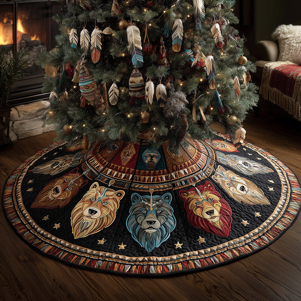 Tribal Watchers Christmas Quilted Tree Skirt-Myprintsy