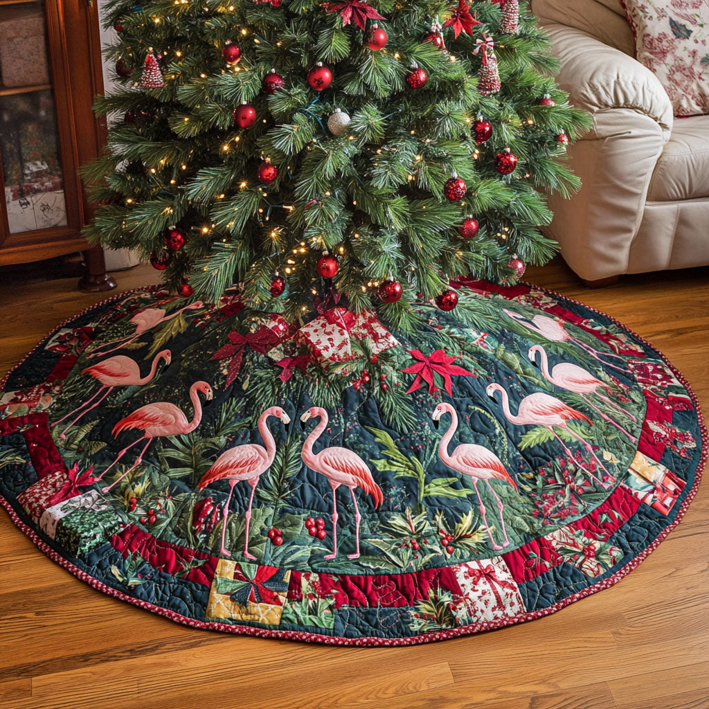 Tropical Flock Quilted Christmas Tree Skirt-Myprintsy