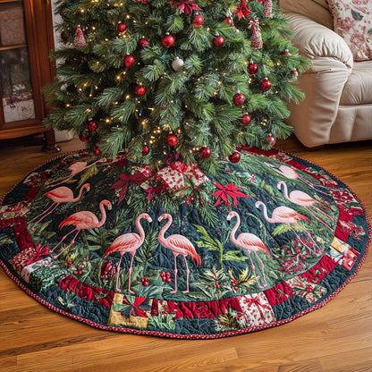 Tropical Flock Quilted Christmas Tree Skirt-Myprintsy