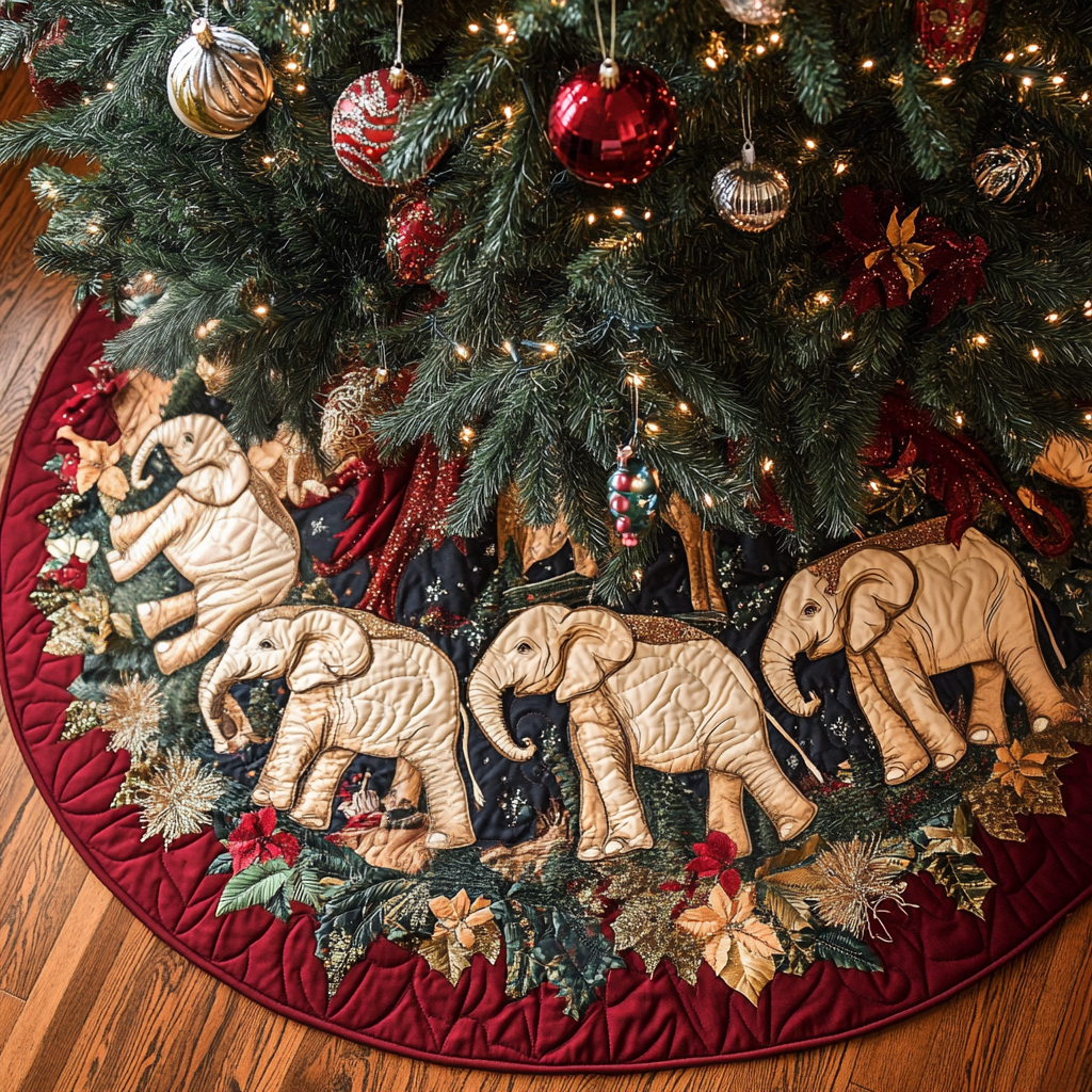 Tropical Treasures Christmas Quilted Tree Skirt VH-Myprintsy