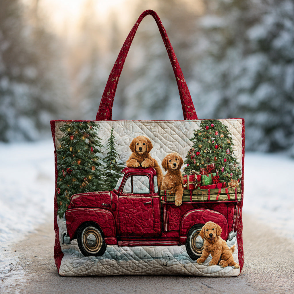 Truck Golden Retriever Quilted Tote Bag VTQ-Myprintsy