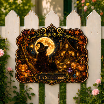 Trust The Magic Of New Beginnings - Personalized Custom Shaped Metal Sign-Myprintsy