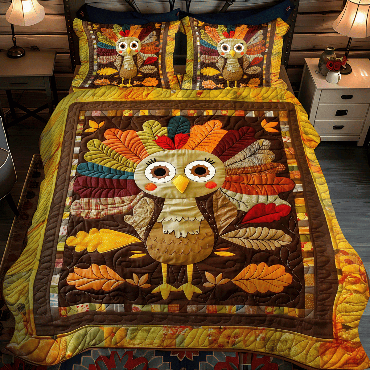 Turkey Cheer -Piece Quilted Bedding Set VTQ-Myprintsy