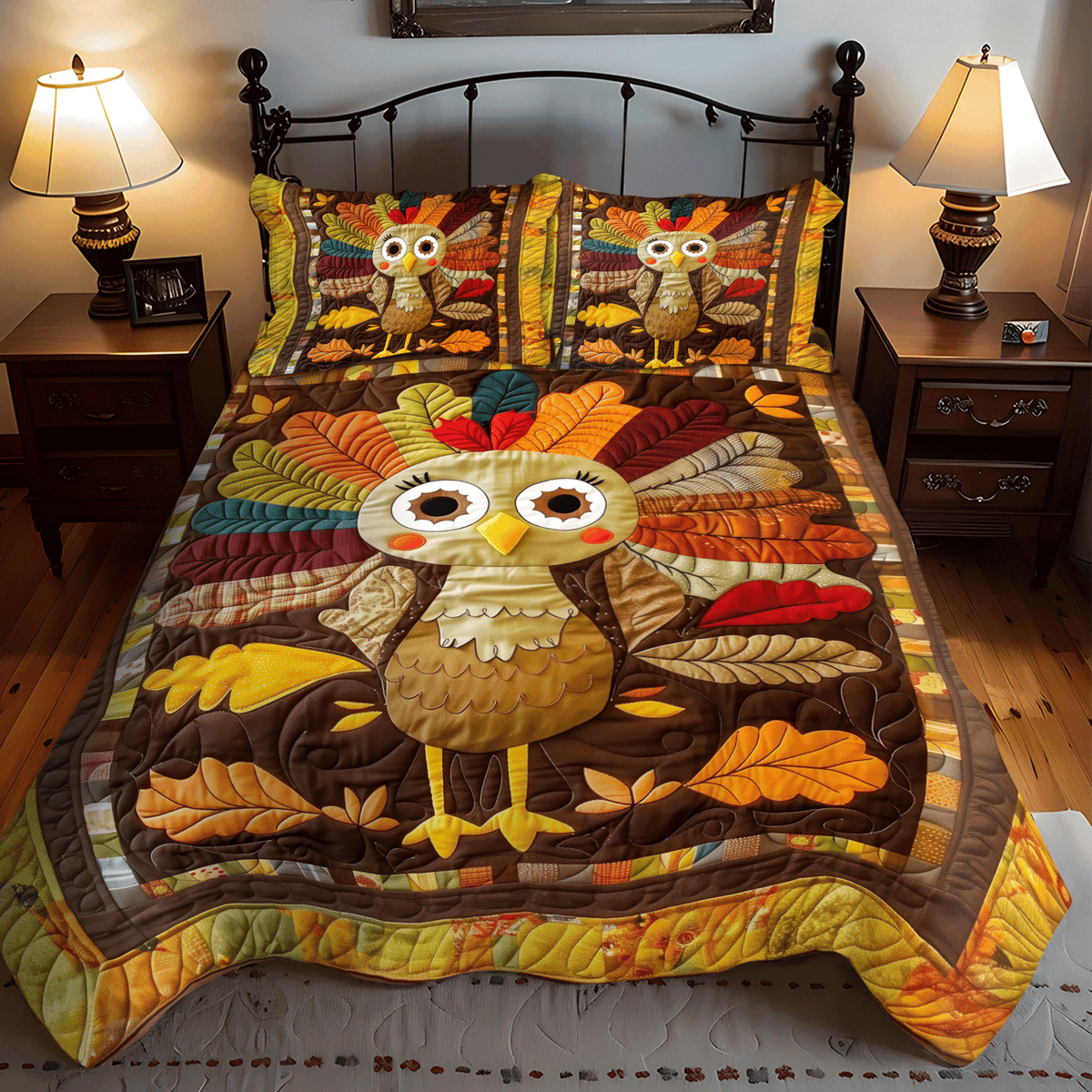 Turkey Cheer -Piece Quilted Bedding Set VTQ-Myprintsy