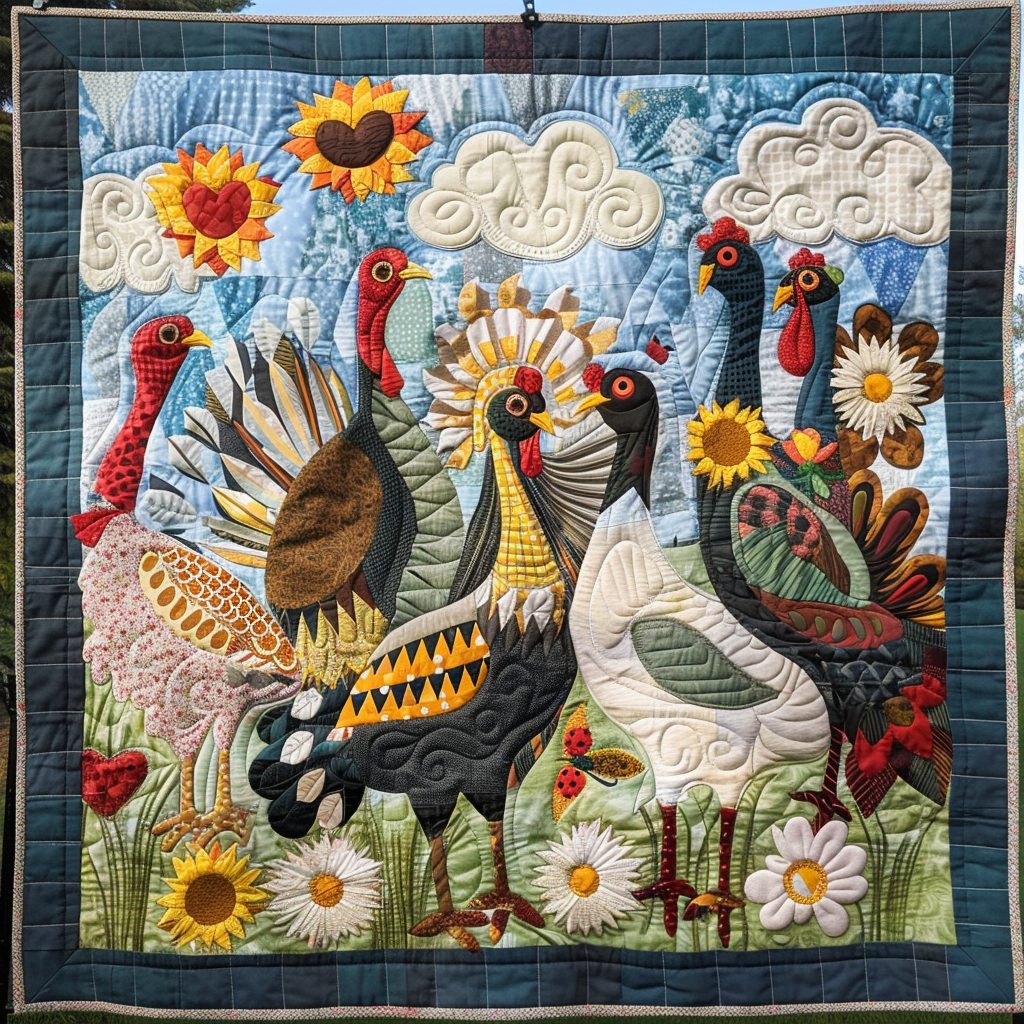 Turkey Garden Quilted Blanket VTQ-Myprintsy