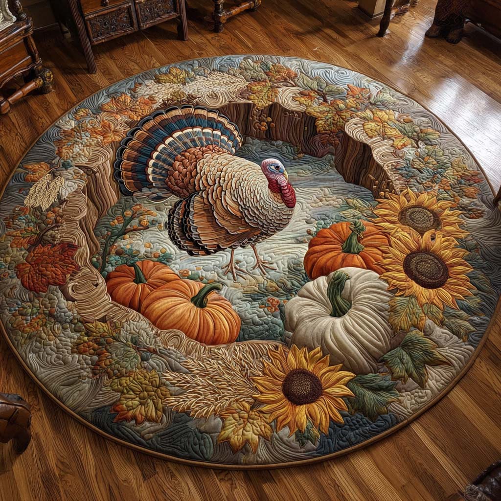 Turkey Harvest Quilted Round Mat VTQ-Myprintsy