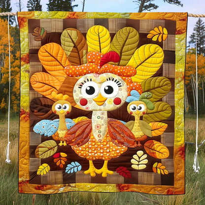 Turkey Playtime Quilted Blanket VTQ-Myprintsy
