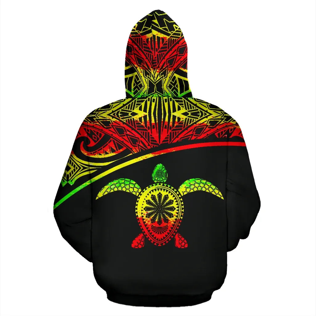 Turtle All Over Custom Personalised Hoodie - Polynesian Reggae Curve Style-Myprintsy