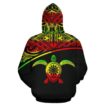 Turtle All Over Custom Personalised Hoodie - Polynesian Reggae Curve Style-Myprintsy