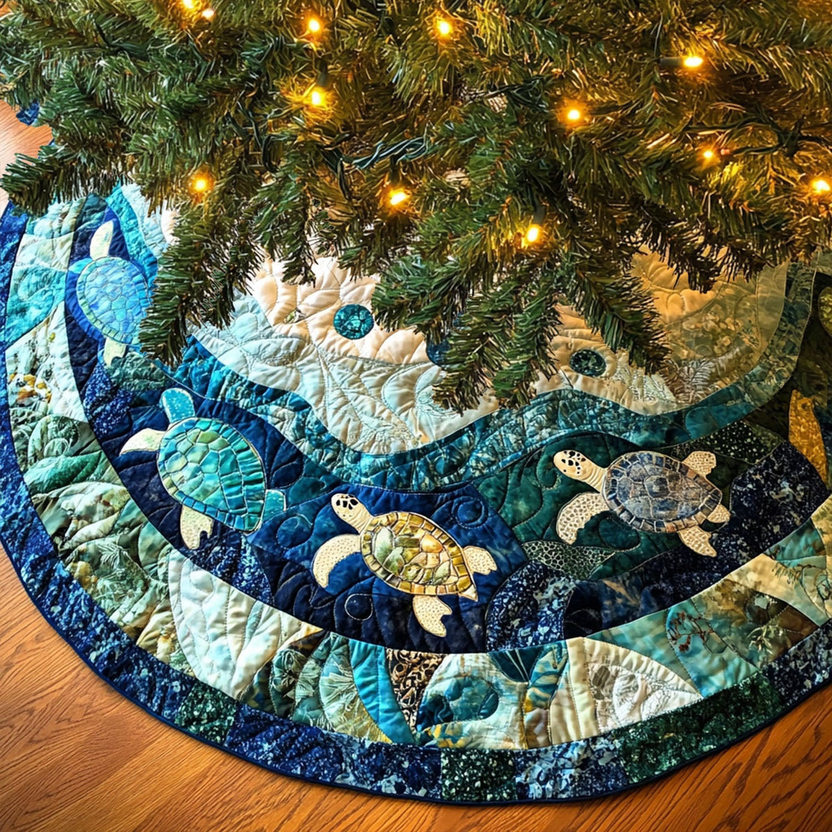 Turtle Christmas Quilted Tree Skirt VT-Myprintsy