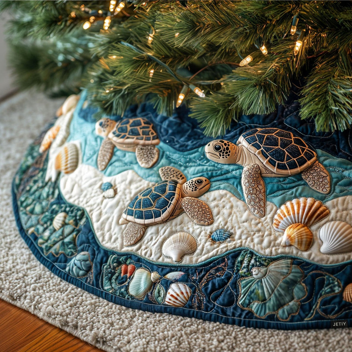 Turtle Christmas Quilted Tree Skirt VT-Myprintsy