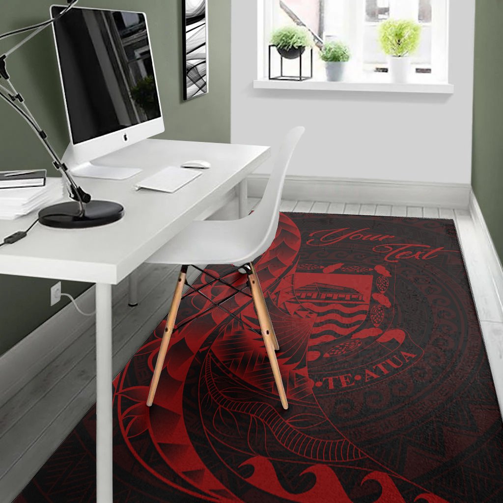 Tuvalu Area Rug - Custom Polynesian Pattern Style Red Color-Myprintsy