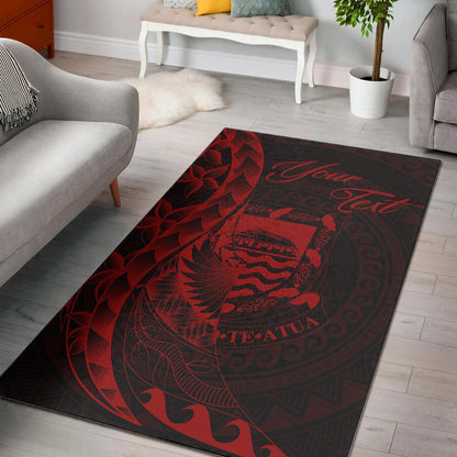 Tuvalu Area Rug - Custom Polynesian Pattern Style Red Color-Myprintsy