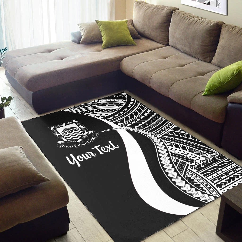 Tuvalu Custom Personalised Area Rug - White Polynesian Tentacle Tribal Pattern-Myprintsy