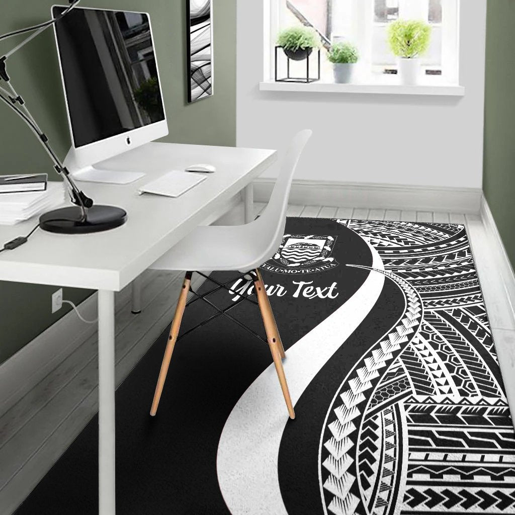 Tuvalu Custom Personalised Area Rug - White Polynesian Tentacle Tribal Pattern-Myprintsy