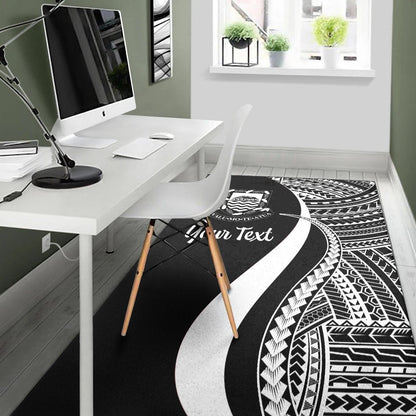 Tuvalu Custom Personalised Area Rug - White Polynesian Tentacle Tribal Pattern-Myprintsy