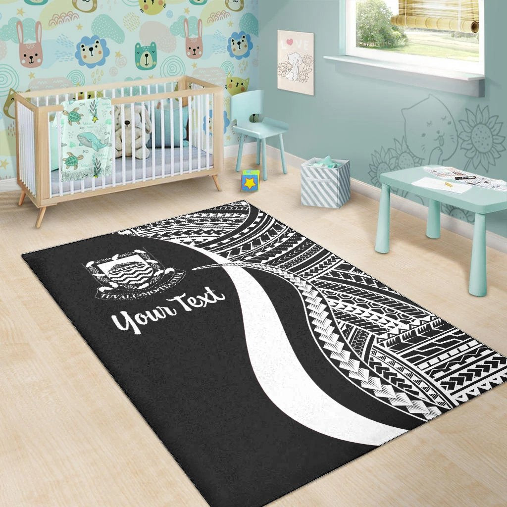 Tuvalu Custom Personalised Area Rug - White Polynesian Tentacle Tribal Pattern-Myprintsy