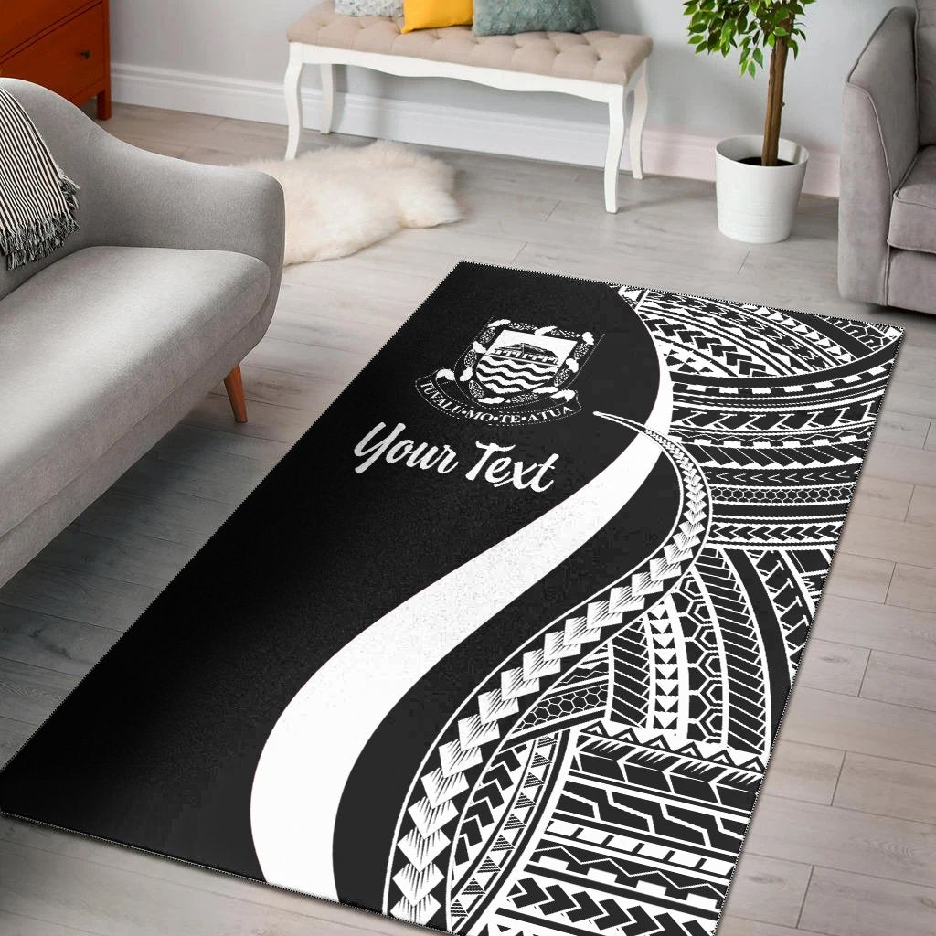 Tuvalu Custom Personalised Area Rug - White Polynesian Tentacle Tribal Pattern-Myprintsy
