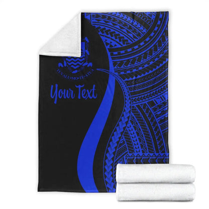 Tuvalu Custom Personalised Premium Blanket - Blue Polynesian Tentacle Tribal Pattern-Myprintsy
