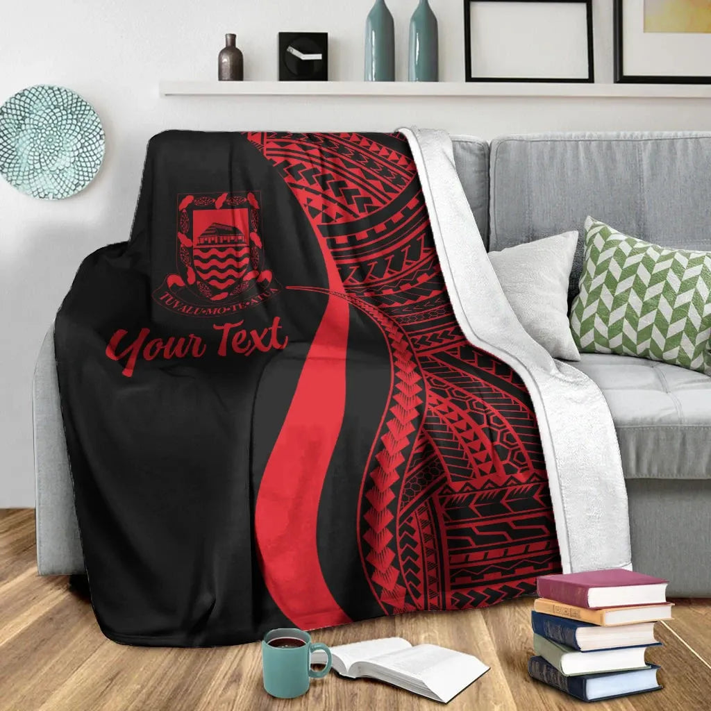 Tuvalu Custom Personalised Premium Blanket - Red Polynesian Tentacle Tribal Pattern-Myprintsy