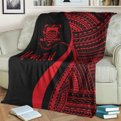Tuvalu Custom Personalised Premium Blanket - Red Polynesian Tentacle Tribal Pattern-Myprintsy