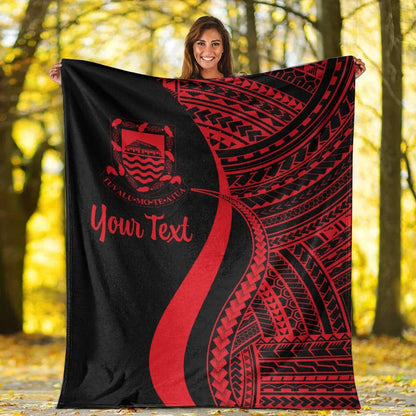 Tuvalu Custom Personalised Premium Blanket - Red Polynesian Tentacle Tribal Pattern-Myprintsy