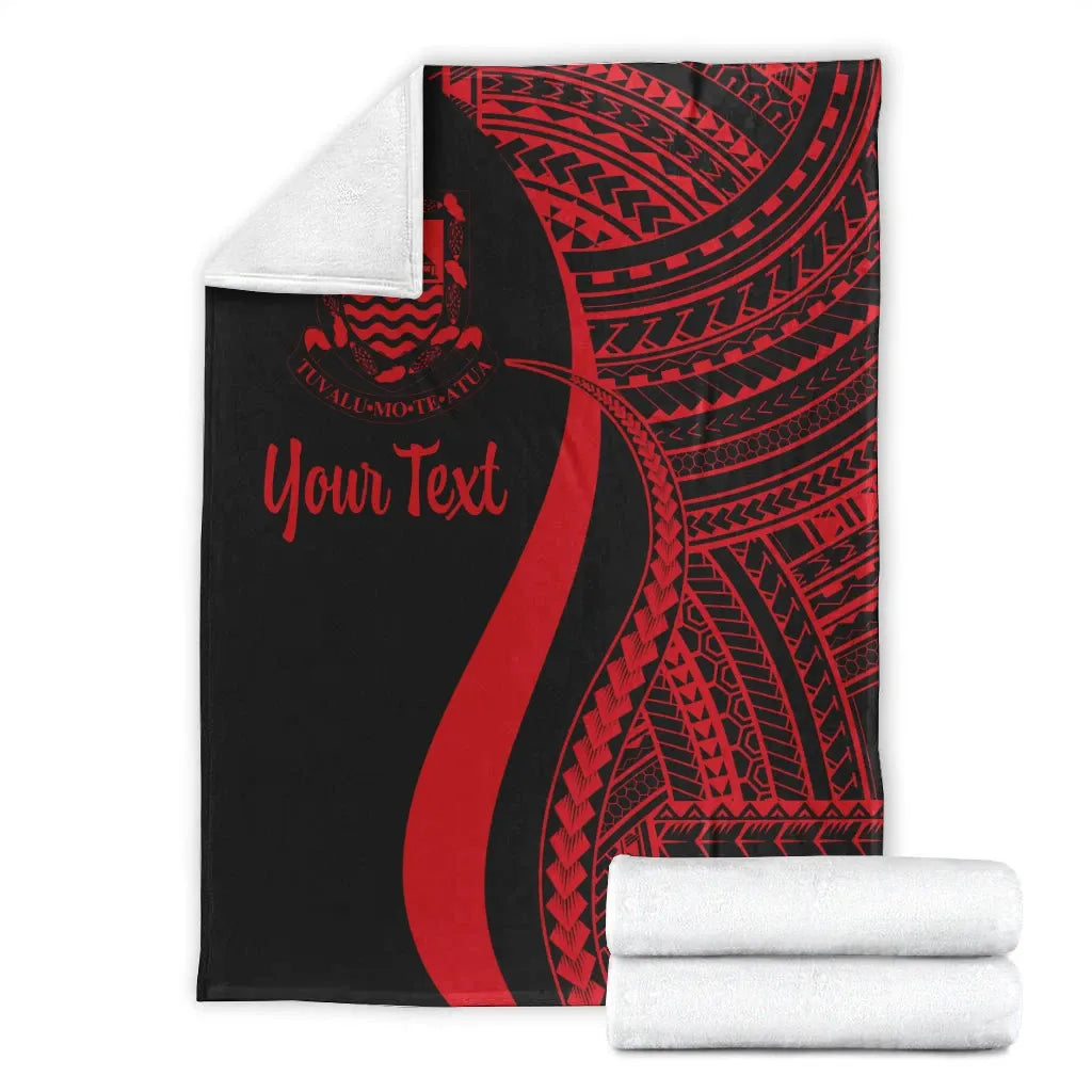 Tuvalu Custom Personalised Premium Blanket - Red Polynesian Tentacle Tribal Pattern-Myprintsy