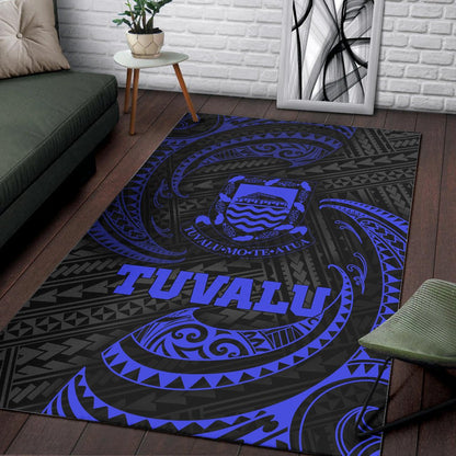 Tuvalu Polynesian Area Rug - Blue Tribal Wave-Myprintsy