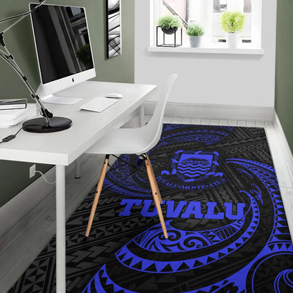 Tuvalu Polynesian Area Rug - Blue Tribal Wave-Myprintsy