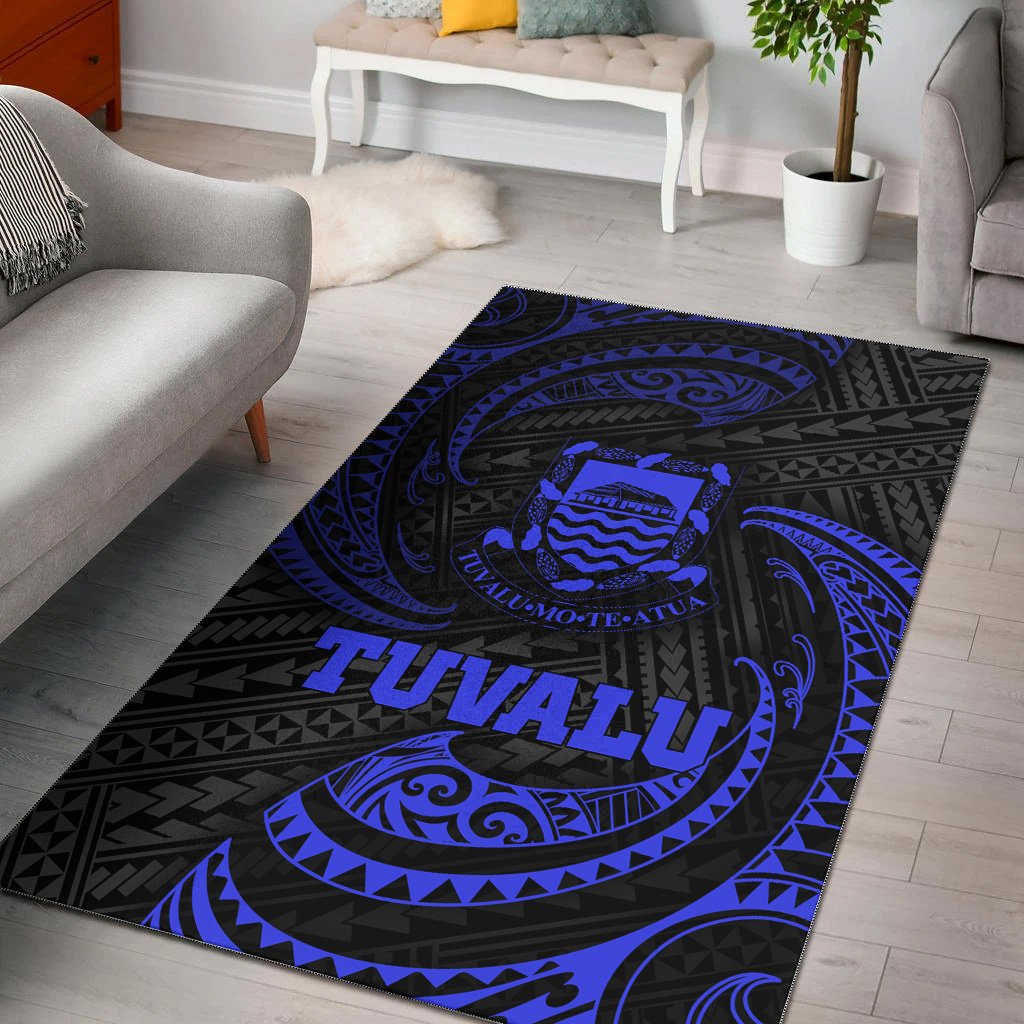Tuvalu Polynesian Area Rug - Blue Tribal Wave-Myprintsy