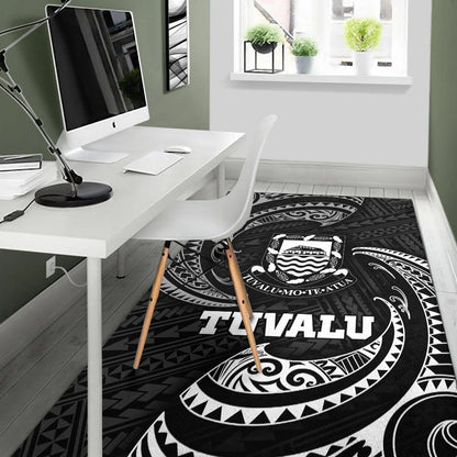 Tuvalu Polynesian Area Rug - White Tribal Wave-Myprintsy