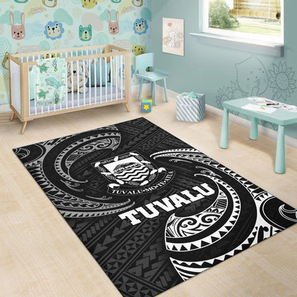 Tuvalu Polynesian Area Rug - White Tribal Wave-Myprintsy