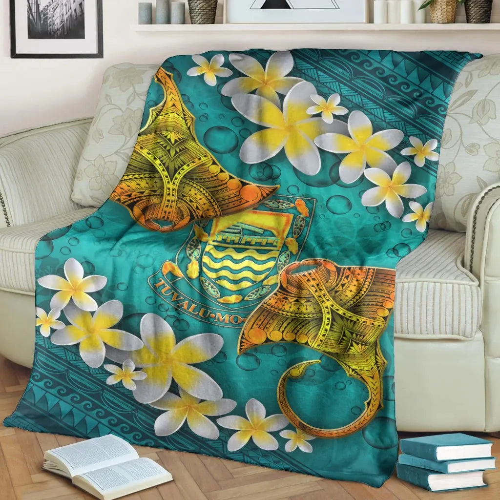 Tuvalu Polynesian Blanket - Manta Ray Ocean-Myprintsy