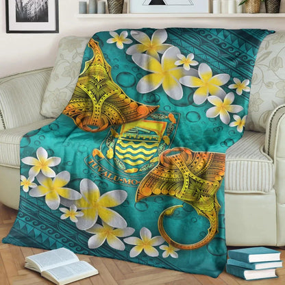 Tuvalu Polynesian Blanket - Manta Ray Ocean-Myprintsy