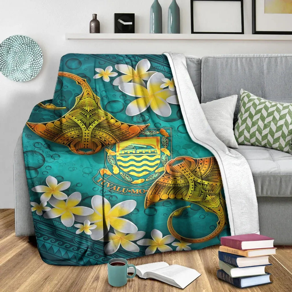 Tuvalu Polynesian Blanket - Manta Ray Ocean-Myprintsy