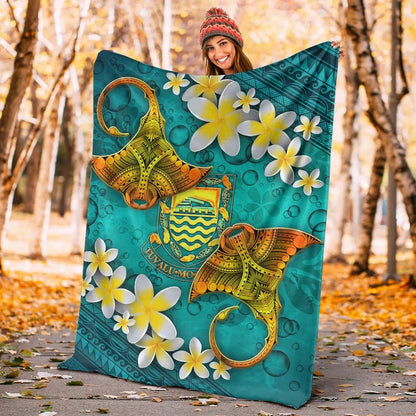Tuvalu Polynesian Blanket - Manta Ray Ocean-Myprintsy