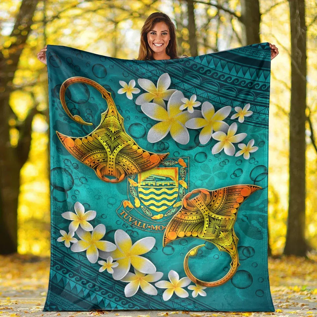 Tuvalu Polynesian Blanket - Manta Ray Ocean-Myprintsy