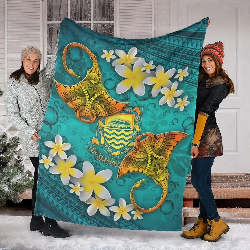 Tuvalu Polynesian Blanket - Manta Ray Ocean-Myprintsy