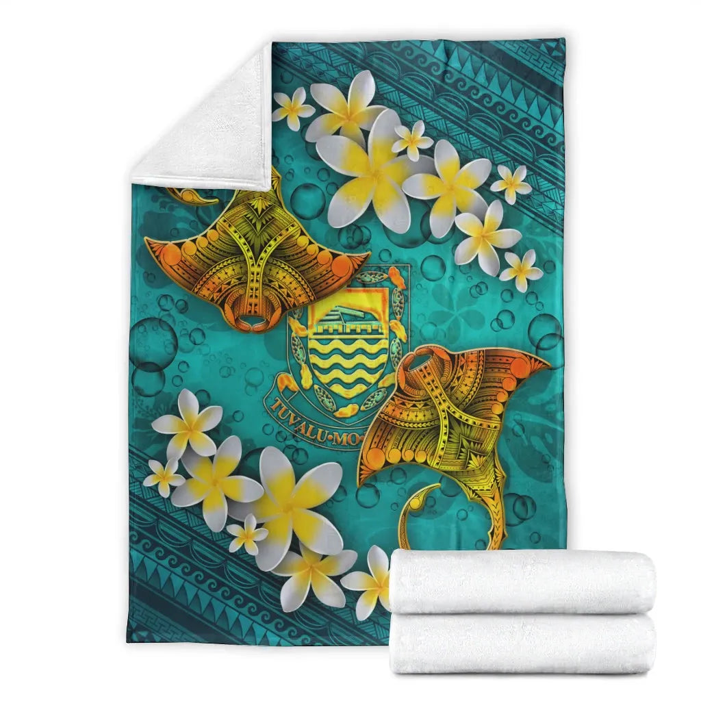 Tuvalu Polynesian Blanket - Manta Ray Ocean-Myprintsy