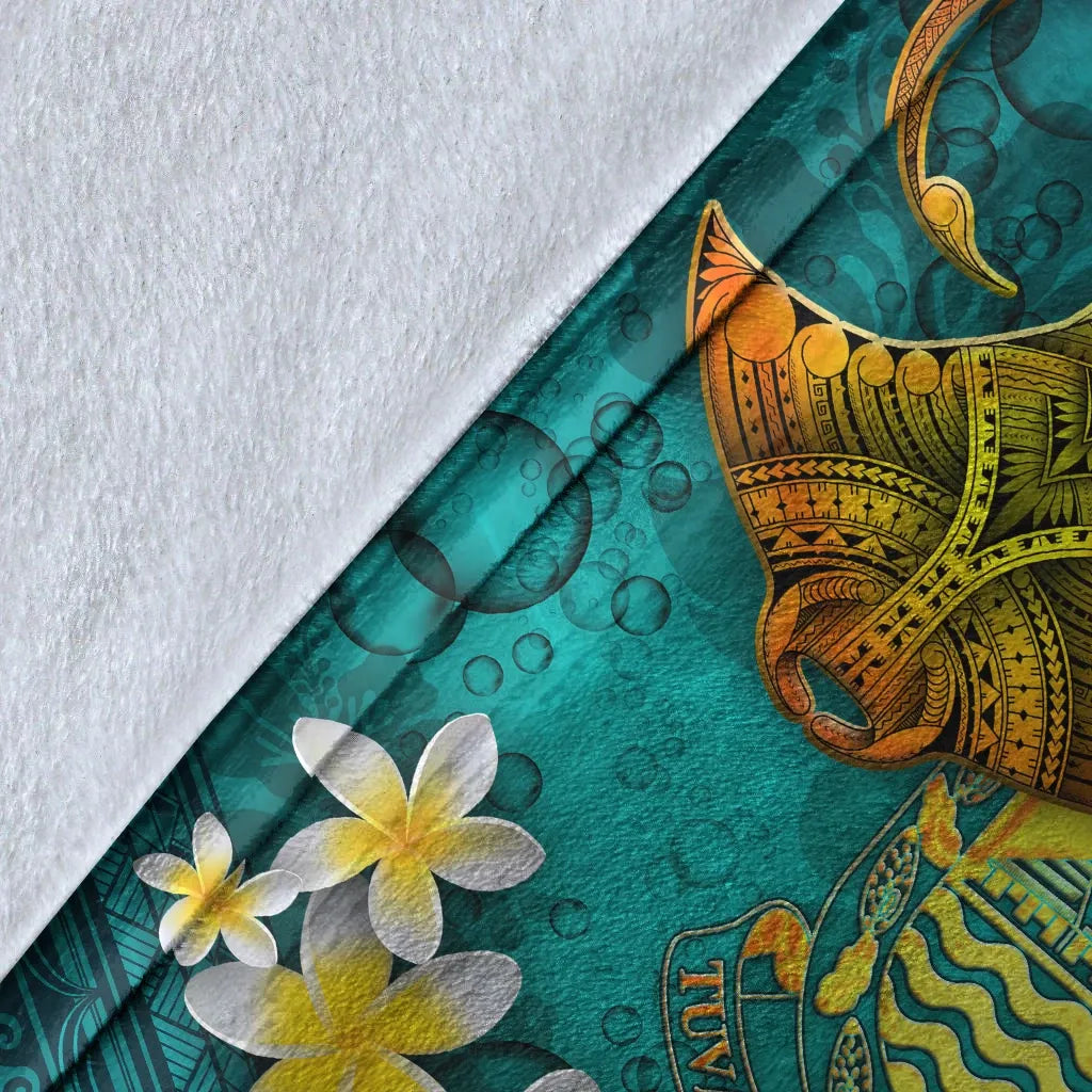 Tuvalu Polynesian Blanket - Manta Ray Ocean-Myprintsy