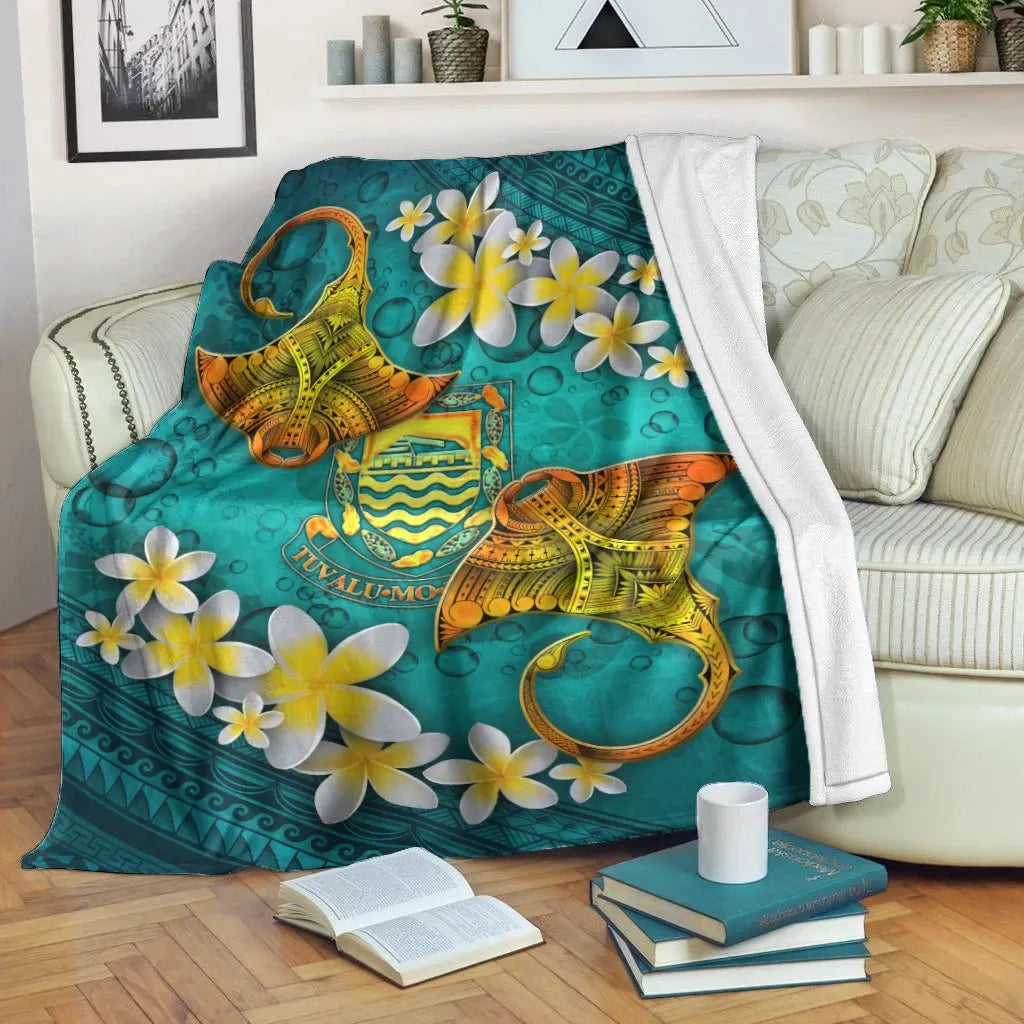 Tuvalu Polynesian Blanket - Manta Ray Ocean-Myprintsy