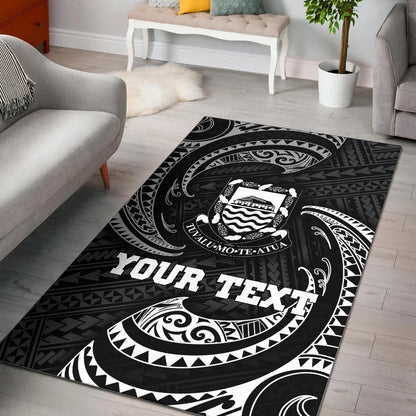 Tuvalu Polynesian Custom Personalised Area Rug - White Tribal Wave-Myprintsy