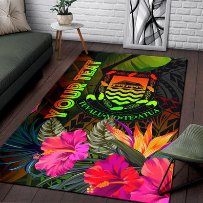 Tuvalu Polynesian Personalised Area Rug - Hibiscus and Banana Leaves-Myprintsy