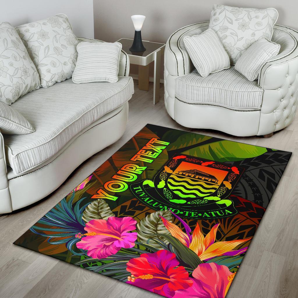 Tuvalu Polynesian Personalised Area Rug - Hibiscus and Banana Leaves-Myprintsy
